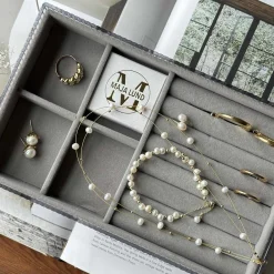 Halskæde ELENA - dobbeltkæde med ægte ferskvandsperler