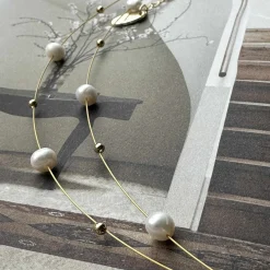 Halskæde ELENA - dobbeltkæde med ægte ferskvandsperler