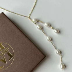 Halskæde EMMY - Y-kæde med ferskvandsperler