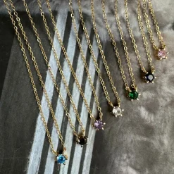 Halskæde Gia - Forgyldt sterling sølv m. Zirkon