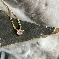 Halskæde Gia - Forgyldt sterling sølv m. Zirkon