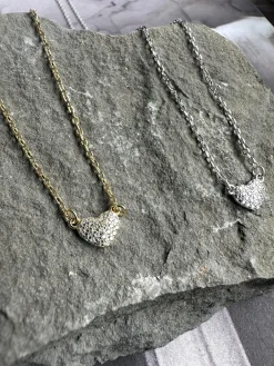 Halskæde Irina 18K forgyldt - Hjerte m. Zirkoner