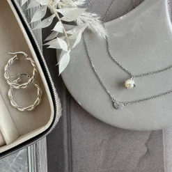 Halskæde Irina Sterling Silver - Hjerte m. Zirkoner