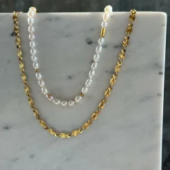 Halskæde Liva forgyldt