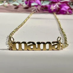 Halskæde Mama forgyldt – Vandfast