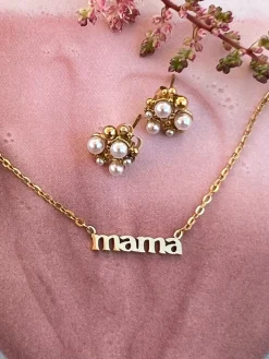 Halskæde Mama forgyldt – Vandfast