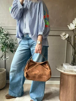 Håndtaske Ruskind cognac