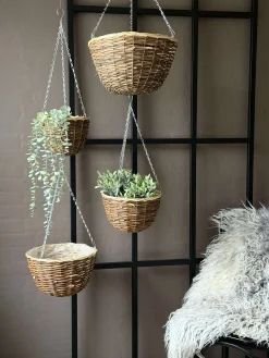 Hængepotte i pil - Sæt med 4stk