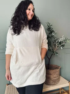 Hoodie Fleece White - Oversize