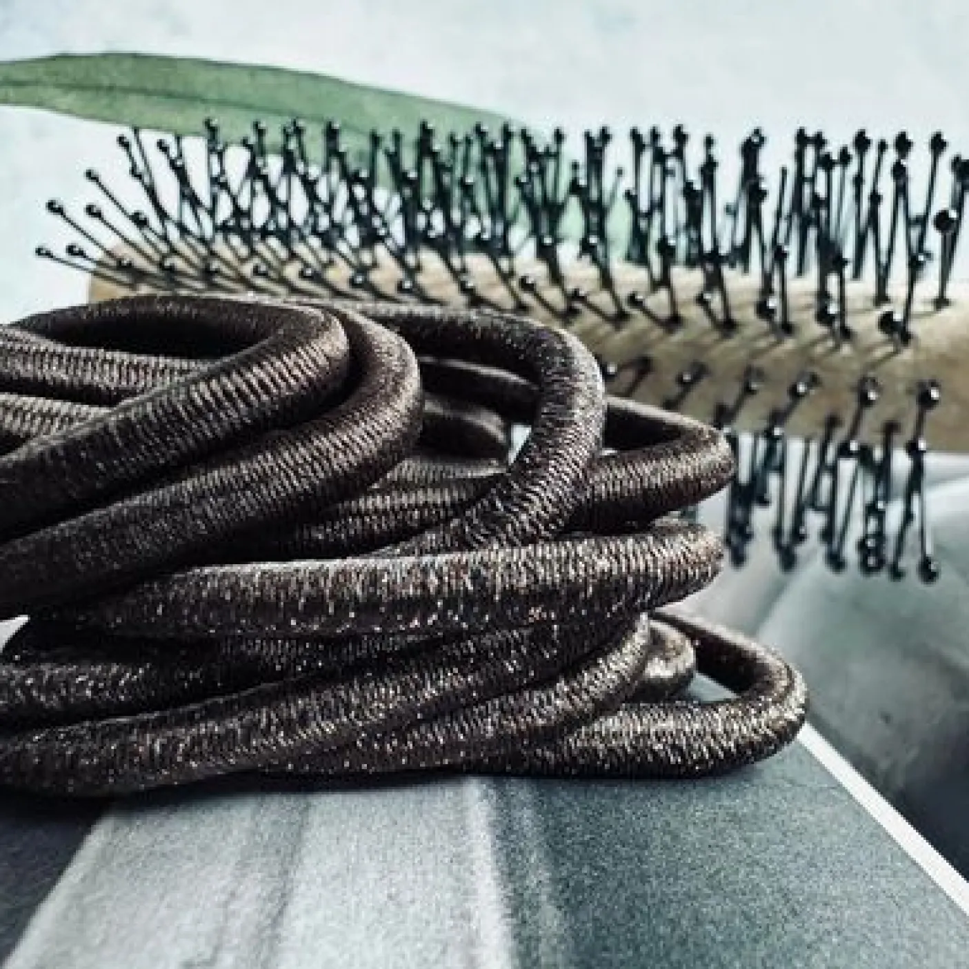 Hårelastikker Brown Glitter - 2 mix