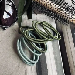 Hårelastikker Green Glitter - 4 mix