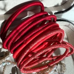 Hårelastikker Red Glitter - 4 mix