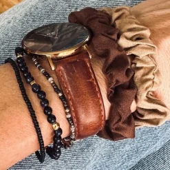 Hårelastikker Scrunchie Brown - 2 stk