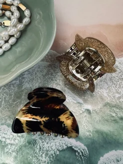 Hårklemmer Beige / Leopard – Sæt med 2 stk