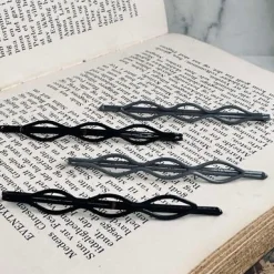 Hårnåle Black / Grey Shimmer - 4 stk.