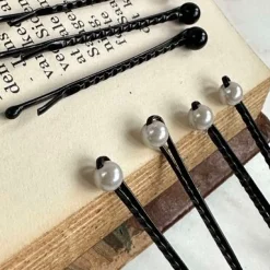 Hårnåle Pearl Black / White