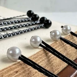Hårnåle Pearl Black / White