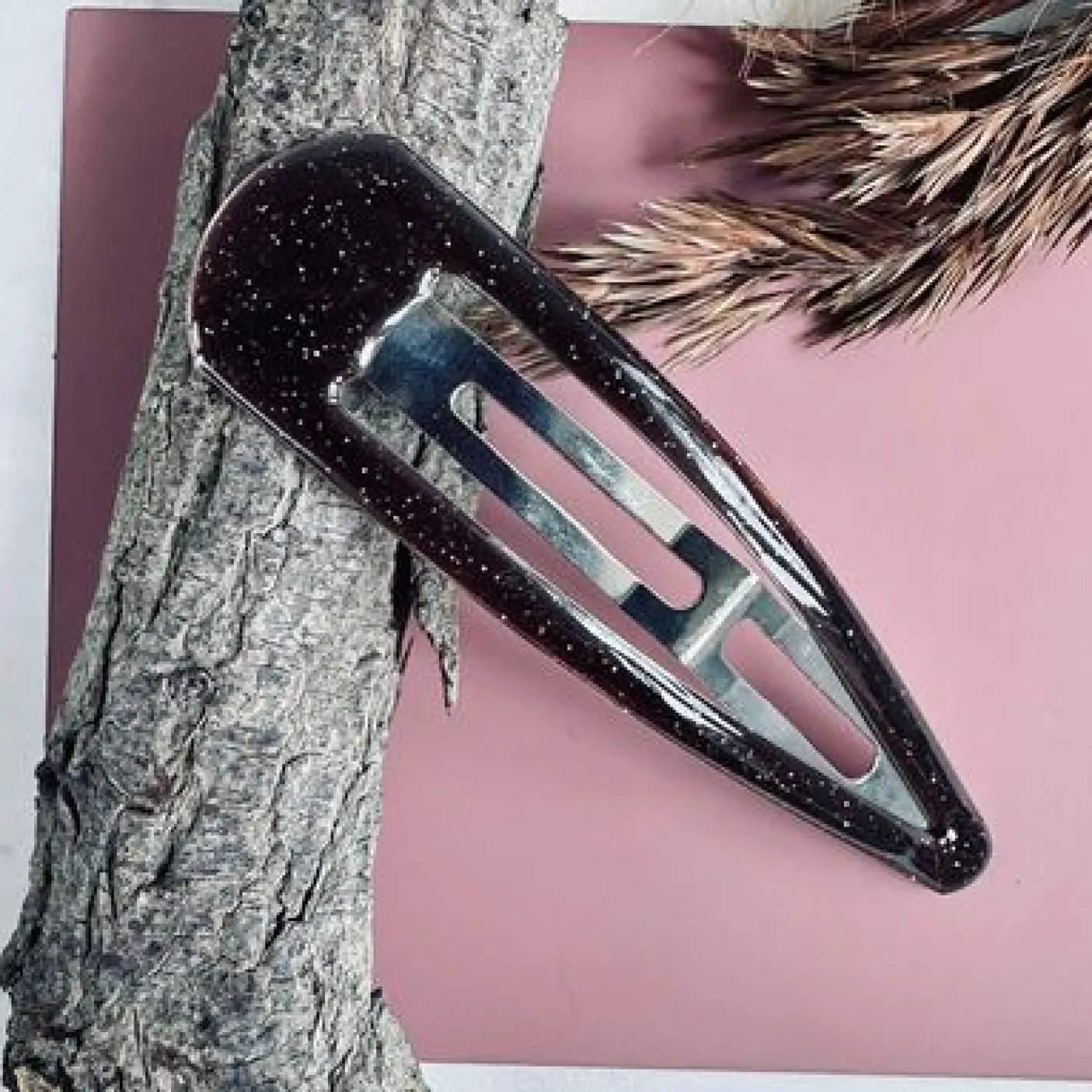 Hårspænde Brown Glitter - 1 stk