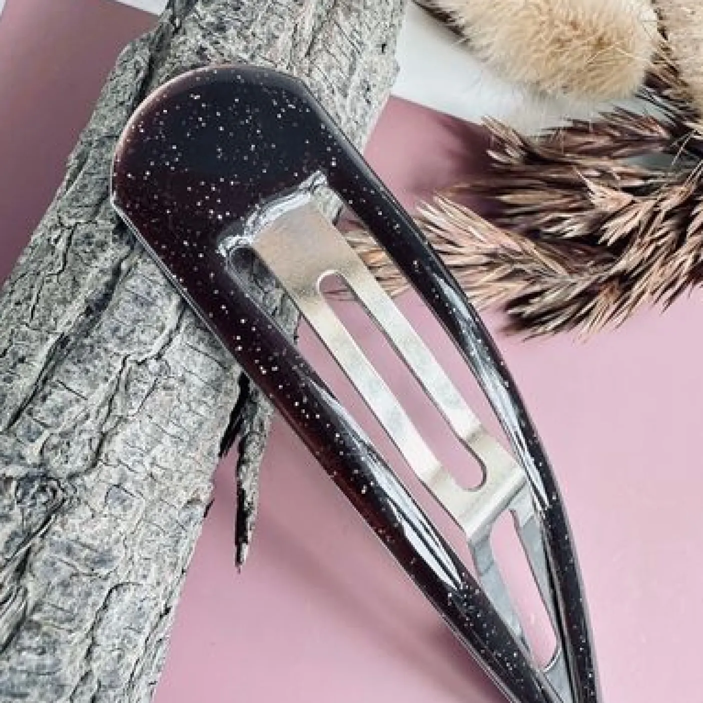 Hårspænde Brown Glitter - 1 stk