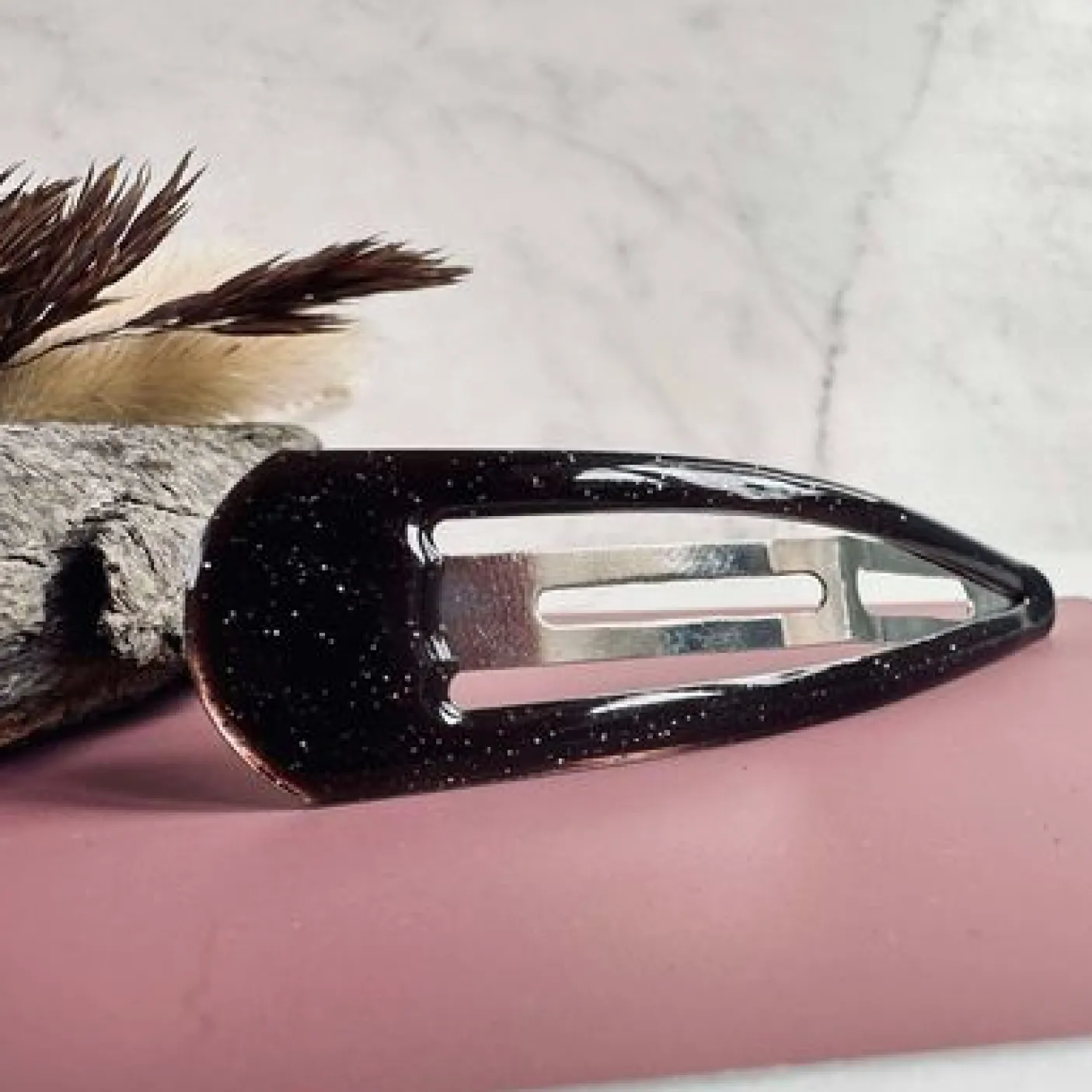 Hårspænde Brown Glitter - 1 stk