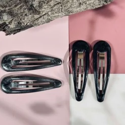 Hårspænder Black / Grey Shimmer - 4 stk.