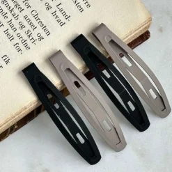 Hårspænder Mat Black / Grey - 4 stk.