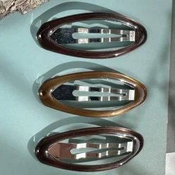 Hårspænder Oval Brown - 4stk.