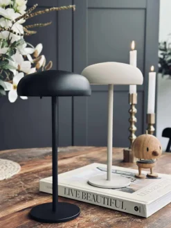 Isolde LED touch bordlampe. Sort/Beige