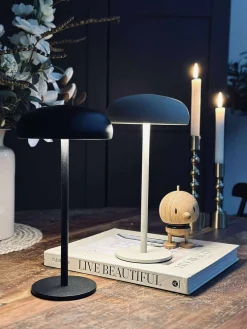 Isolde LED touch bordlampe. Sort/Beige