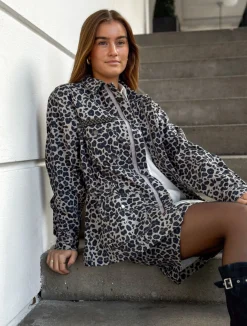 Jakke Leopard Grey