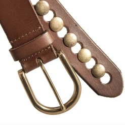 Jeans bælte dekoreret med nitter - Brown