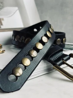 Jeans bælte dekoreret med nitter - Black