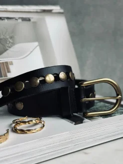 Jeans bælte dekoreret med nitter - Black