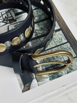 Jeans bælte dekoreret med nitter - Black