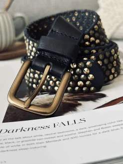 Jeans bælte med nitter - Black / gold