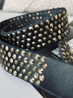 Jeans bælte med nitter - Black / gold