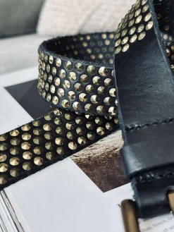 Jeans bælte med nitter - Black / gold