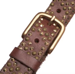 Jeans bælte med nitter - Brown/ gold
