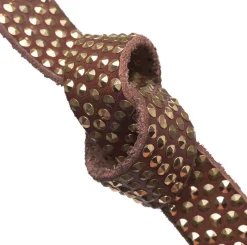 Jeans bælte med nitter - Brown/ gold