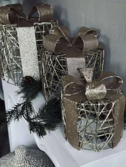 Julegaver med led lys - 3 stk.