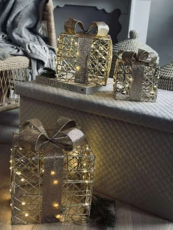 Julegaver med led lys - 3 stk.