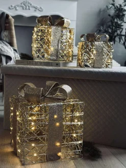 Julegaver med led lys - 3 stk.