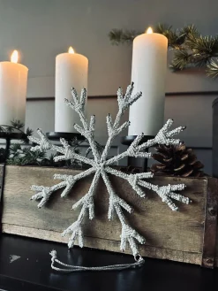 Juleophæng 21cm Snefnug white mix