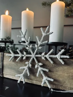 Juleophæng 21cm Snefnug white mix