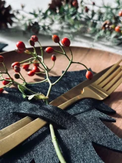 Juletræ til borddækning - Sort 4 stk