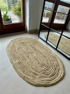 Jutetæppe i flet - Oval