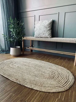 Jutetæppe i flet - Oval
