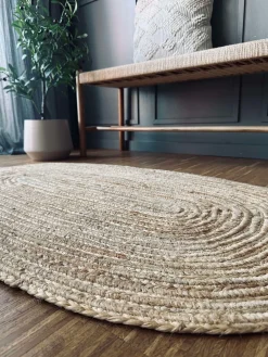 Jutetæppe i flet - Oval