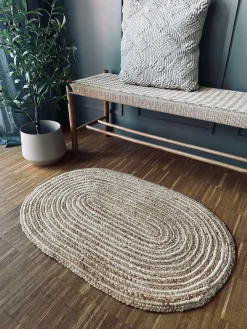 Jutetæppe i flet - Oval