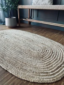 Jutetæppe i flet - Oval